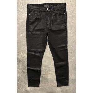 Jen7 by 7 for All Mankind Womens 10 Black Denim Shiny Pants Ankle Skinny Jeans